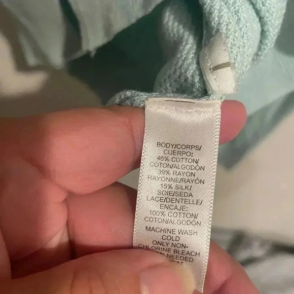 LOFT light blue sweater silk blend and lace detail size Medium - Picture 5 of 5